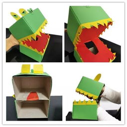 創(chuàng)意親子手工 抽紙盒變身小鱷魚(yú)手偶玩具，讓寶寶愛(ài)不釋手